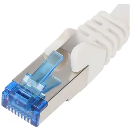 goobay CAT 6A Patchkabel 1x 90° gewinkelt, S/FTP (PiMF), Weiß, 2 m