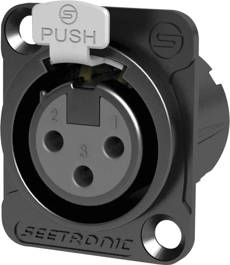 Seetronic XLR 3P Chassis - female Silberkontakte - schwarzes Gehäuse