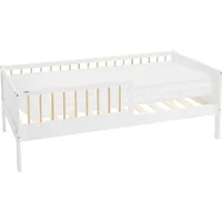 ML-Design Kinderbett 80x160 cm Weiß-Natur Einzelbett mit Matratze