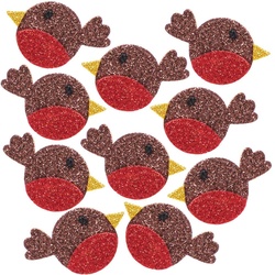 Glitzernde Moosgummi-Aufkleber "Rotkehlchen"  (pro Set 100) Bastelbedarf zu Weihnachten