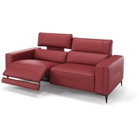 Sofanella 3-Sitzer 3-Sitzer TERAMO Ledercouch Relaxsofa Sofa rot 216 cm x 89 cm x 101 cm