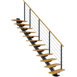 DOLLE Mittelholmtreppe Sydney Buche 75 cm 11 Stufen gerade mit Geländer anthrazit