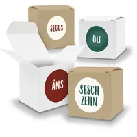 Adventskalender zum Füllen 24x Würfel WEISS BRAUN 650mm u Stickerbogen V06 Z27