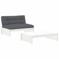 vidaXL 2-tlg Garten-Lounge-Set mit Kissen Weiß Massivholz Modell 1