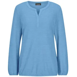GOLDNER Elegante Bluse mit Zierblende, Rundhals in blau | Gr.: 42