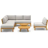 BEST Freizeitmöbel BEST Lounge Set MATERA, Akazie / Kissen Sunproof (100 % Polypropylen) Hellgrau