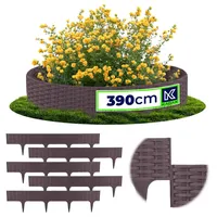 KADAX Rasenkante 390 cm, Beeteinfassung in Rattanoptik, Beetumrandung aus Kunststoff, Rasenbegrenzung, Beetbegrenzung für Garten (Braun)