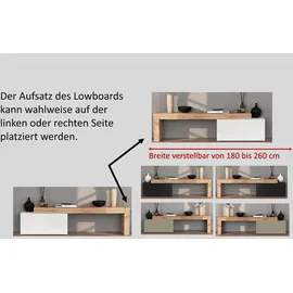 INOSIGN Lowboard INOSIGN "Chronos TV-Board, TV-Schrank", grau (anthrazit, eiche wotan), B:220cm H:51cm T:40cm, Sideboards, Lowboard, Breite 220 cm TV-Board,Lowboard,1 Klappe und ein L-Förmiger Aufsatz