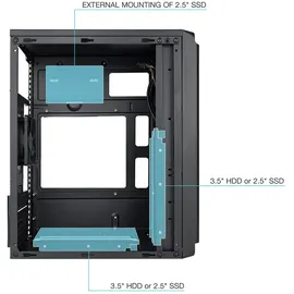 TooQ TQC-4702U3C-B – Micro-ATX/Mini-ITX Minitower-Gehäuse, 1xUSB 3.0, 2xUSB 2.0, HD Audio, Schwarz