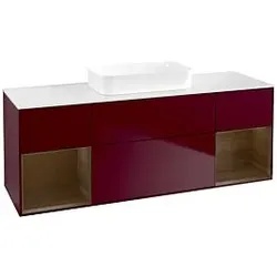 Villeroy und Boch Finion Waschtischunterschrank F741GNHB 160x60,3x50,1cm, Regale Walnut veneer, Peony Matt