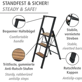 Wenko Alu-Design Klapptrittleiter 3 Stufen schwarz
