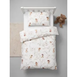 TupTam Kinder Gemusterte Bettdecken Set Ganzjahresdecke Bettdecke Kopfkissen Flachkissen 2tlg., Farbe: Beige/Feen, Größe: 135x100 cm