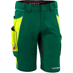 QUALITEX HIGH QUALITY WORKWEAR Qualitex Arbeitsshorts'IRON'' in grün/warngelb, Größe: 60 - modern kurze Arbeitshose - funktional-erweiterbar