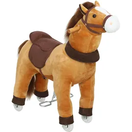 aiyaplay Reitpferd, Spielpferd zum Reiten mit Sattel Rollen, 75 cm Stehpferd Plüschpferd