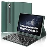 Tastatur Samsung Galaxy Tab S9 Plus mit Schutzhülle für S8+/S7+/S7FE 12,4 Zoll, Schutzhülle Samsung Galaxy Tab S9 Plus mit Tablet-Tastatur, Bluetooth-Tastatur, italienisches magnetisches Layout,