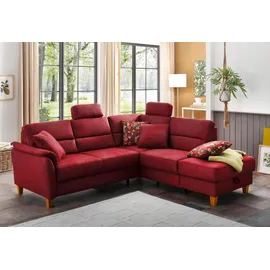 Home Affaire Ecksofa »Palmera L-Form«, Federkern, wahlweise mit Bettfunktion und mit/ohne Stauraum, rot