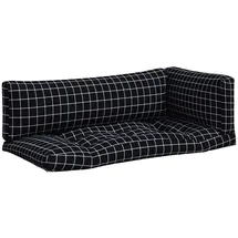 vidaXL Palettenkissen 3 St. 60 x 40 x 20 cm Schwarz/Karomuster