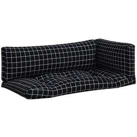 vidaXL Palettenkissen 3 St. 60 x 40 x 20 cm Schwarz/Karomuster