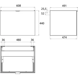 EMCO Waschtischunterschrank 60,8 x 44 x 47,5 cm Optic White