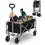FCH Bollerwagen Faltbar Handwagen, klappbar Transportwagen,74.5x43.5x85cm, 360 ° drehbar belastbar bis 100kg,Schwarz - Schwarz