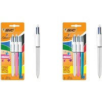 BIC 4 Farben Kugelschreiber Set 4 Colours Shine, Schaft in verschiedenen Farben, 6er Pack, nachfüllbar, Ideal für das Büro, das Home Office oder die Schule, 1 stück (6er Pack)