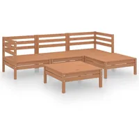 vidaXL 5-tlg Garten-Lounge-Set Massivholz Kiefer Honigbraun