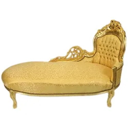 Casa Padrino Barock Chaiselongue Gold Muster / Gold - Barock Möbel - Recamiere Liege