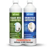 bio-chem Badezimmer Reinigungs Set 2-teilig | Haar-Weg Abflussreiniger 1 L + Urin- und Kalksteinentferner 1 L | Rohrreiniger, WC-Reiniger, Kalkentferner, Geruchsneutralisierer, Geruchsbekämpfer