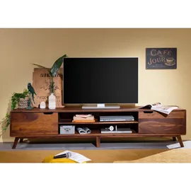 Massivmoebel24 Malmö 2 TV-Lowboard 220x40x48 cm Walnuss Lackiert Holz