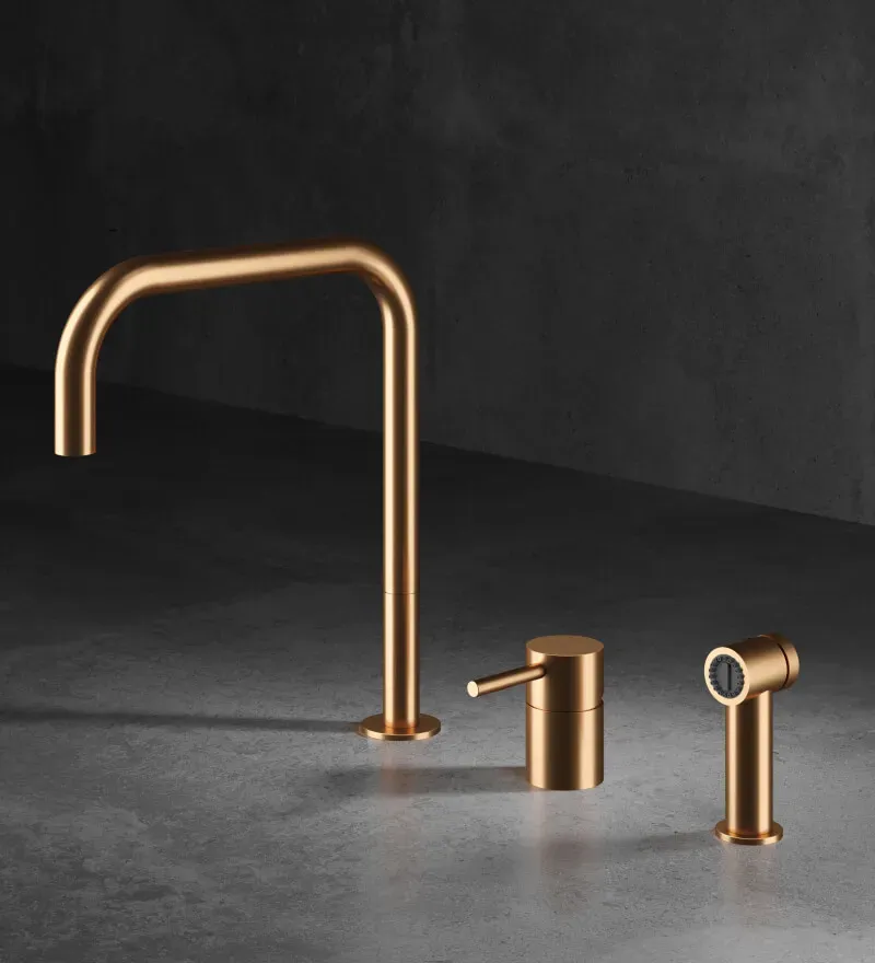 MGS MILANO F2 SQ SP Zweiloch-Küchenarmatur mit Brause - Bronze