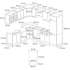 Vicco Winkelküche R-Line L-Form 287 cm Rot Hochglanz