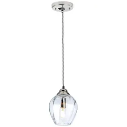 Tiber 1-flammige Pendelleuchte - Poliertes Nickel/Klarglas - TIBER-P-CLEAR