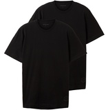 TOM TAILOR Herren 1037741 Doppelpack T-Shirt mit Rundhals-Ausschnitt aus Baumwolle, 29999-Black, XXL (2er Pack)