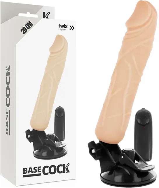 BASECOCK - Realistischer Vibrator mit Fernbedienung Natur, 20 cm Ø 4 cm - Natur