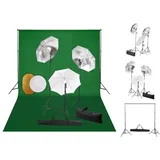 vidaXL Fotostudio-Set mit Lampen, Schirmen, Hintergrund & Reflektor