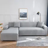 Amsg Stretch-Sofabezug, Jacquard Elastische Sofahusse Kratzfeste Sofahusse Für Katzen Und Hunde,Grau,3 Seater(73~90in)