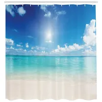 ABAKUHAUS Duschvorhang 175 x 240 cm creme türkis weiß