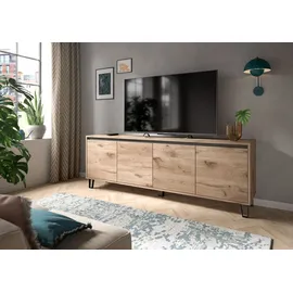 INOSIGN Lowboard INOSIGN "BALTIC, Breite 184cm, grifflose Fronten, Metall-Füße,4 Türen, 4 Fächer", viking oak nachbildung, basalt grau, B:184cm H:64cm T:40cm, FSC-zertifizierter Holzwerkstoff, Sideboards, Lowboard, TV-Möbel, TV-Schrank, TV-Lowboard, Mediaboard