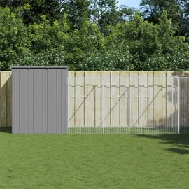 vidaXL Hundehütte mit Auslauf Anthrazit 165x1067x181 cm Stahl Verzinkt
