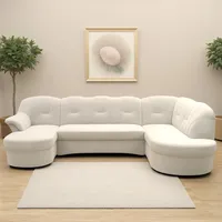 Wohnlandschaft DOMO COLLECTION "Flores auch in Leder-Bezug, B/T/H: 293/180/86 cm, U-Form", beige (creme), B:293cm H:84cm T:182cm, 100% Polyester, Sofas, Wohnlandschaft, wahlweise mit Bettfunktion, wahlweise mit Federkern, Topseller