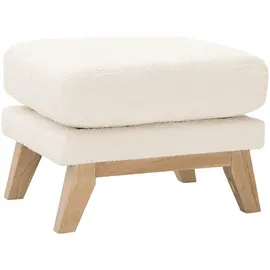 miliboo Fußstütze mit abnehmbarem Bezug in Weiß mit Bouclé-Wolleffekt OSLO