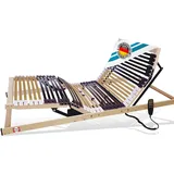 Matratzen Perfekt Elektrischer Lattenrost 90x190 cm 42 Leisten 7 Zonen 8 cm Höhe 2 Motoren bis 200 kg belastbar Netzfreischaltung Härtegradverstellung Notabsenkung