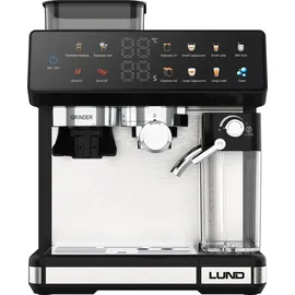 LUND Kaffeevollautomat mit Milchaufschäumer und Mahlwerk, 1350W