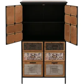 Mendler Apothekerkommode 136 x 73 x 35 cm natur/bunt Metalloptik