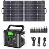 SWAREY Tragbare Powerstation 222Wh mit 100W Solarpanel, 300W (Spitze 600W) AC Ausgang, 65W USB-C Anschluss, Solargenerator für Camping Reisen Wohnmobil Notfall