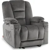 MCombo M MCombo Fernsehsessel elektrisch verstellbar, Relaxsessel mit Liegefunktion, Tv Sessel mit Massage & Wärmefunktion, Usb & Getränkehalter, Wohnzi... - Grau