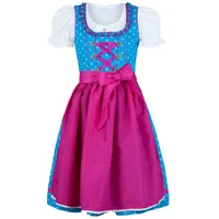 Nübler Kinderdirndl 3-teilig Emilia in Türkis-Fuchsia | Gr.: 68