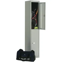 Bisley Garderobenschrank Office mit Schloss aus Stahlblech, 2 Fächer - Spind abschließbar für Sportzeug, Kleidung & Co. - Tiefe: 30,5 cm - Farbe: