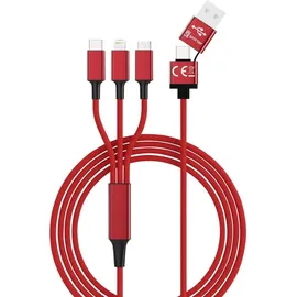Smrter USB-Ladekabel USB 2.0 USB-A Stecker, USB-C® Stecker, Apple Lightning Stecker, USB-Micro-B Stecker 1.20 m Rot