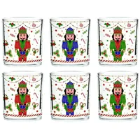 Easy Life Set aus 6 weihnachtlichen Glasgläsern mit Vintage-Nussknacker